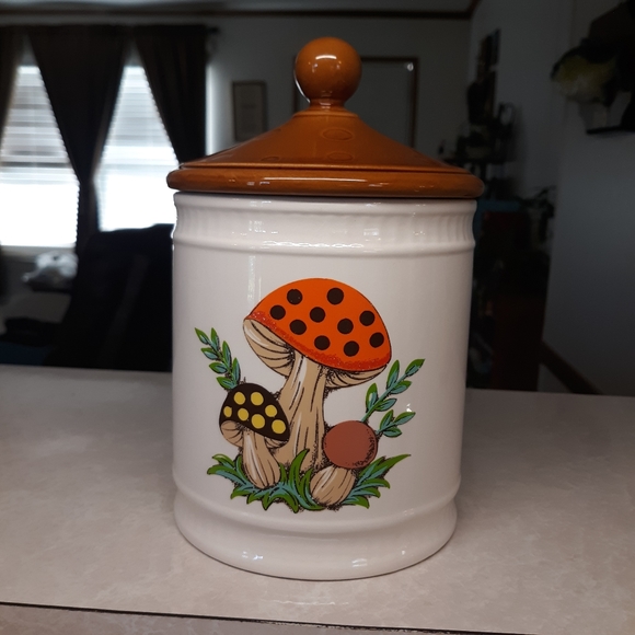 Sears Other - Vintage Canister & Lid Merry Mushroom by SEARS 5.75" plus lid